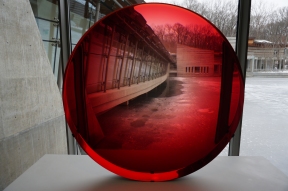 The big red lens at Crystal Bridges.